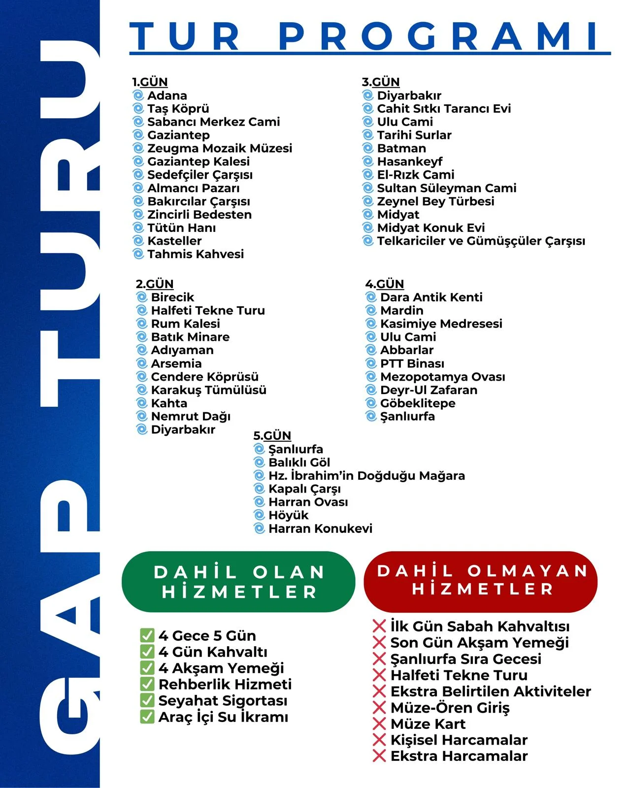 GAP TURU TUR PROGRAMI