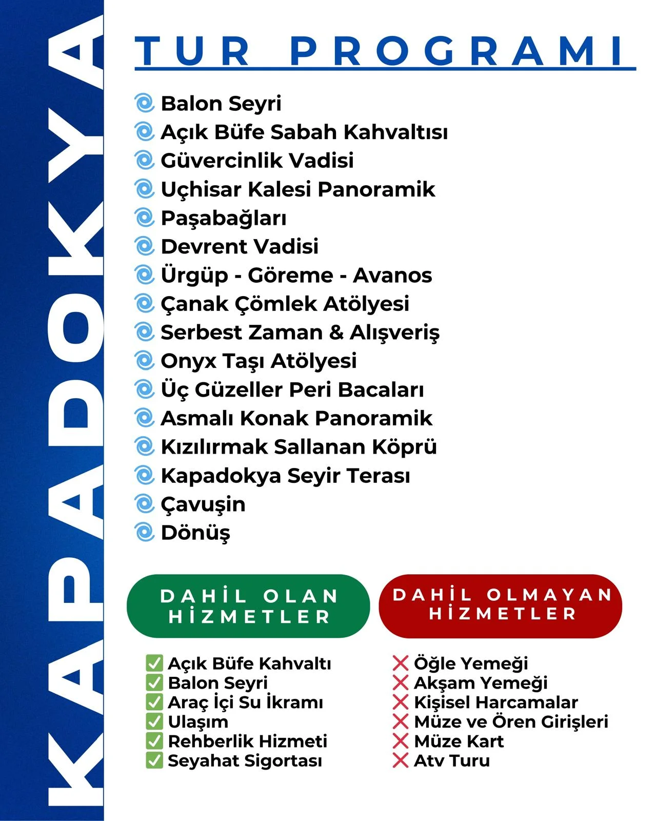 KAPADOKYA TUR PROGRAMI